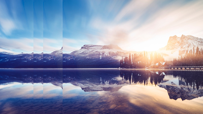 Nature with lake and mountains pulsed