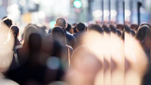 people in a pedestrian zone