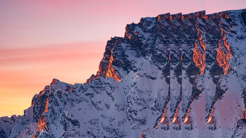 Sunrise over mountains with pulse right